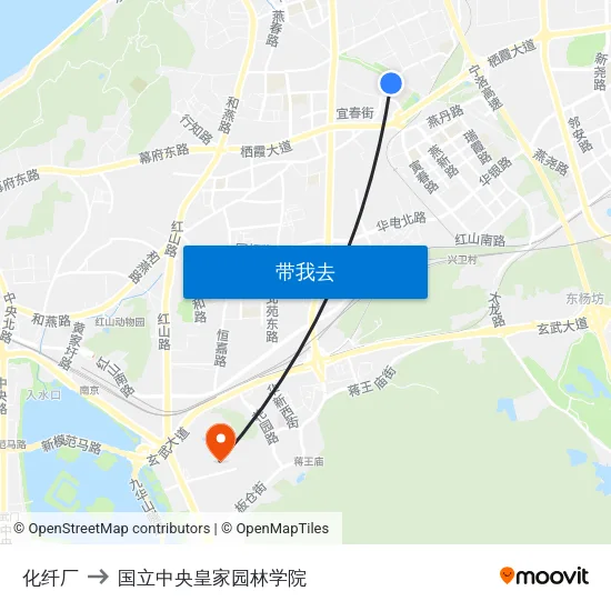 化纤厂 to 国立中央皇家园林学院 map