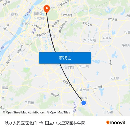溧水人民医院北门 to 国立中央皇家园林学院 map
