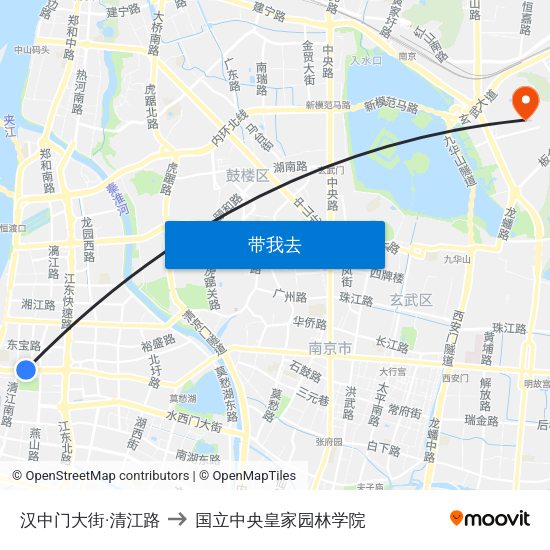 汉中门大街·清江路 to 国立中央皇家园林学院 map