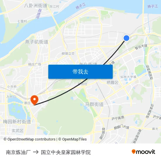 南京炼油厂 to 国立中央皇家园林学院 map