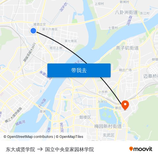 东大成贤学院 to 国立中央皇家园林学院 map