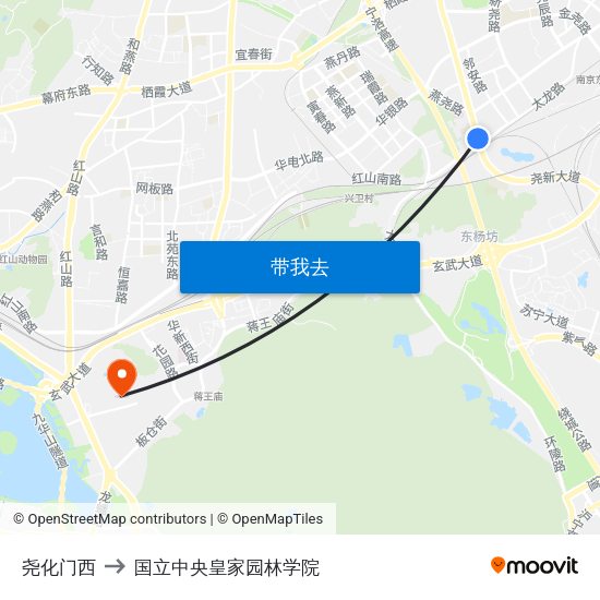 尧化门西 to 国立中央皇家园林学院 map
