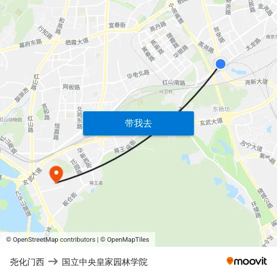 尧化门西 to 国立中央皇家园林学院 map