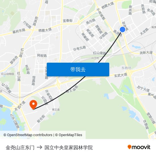 金尧山庄东门 to 国立中央皇家园林学院 map