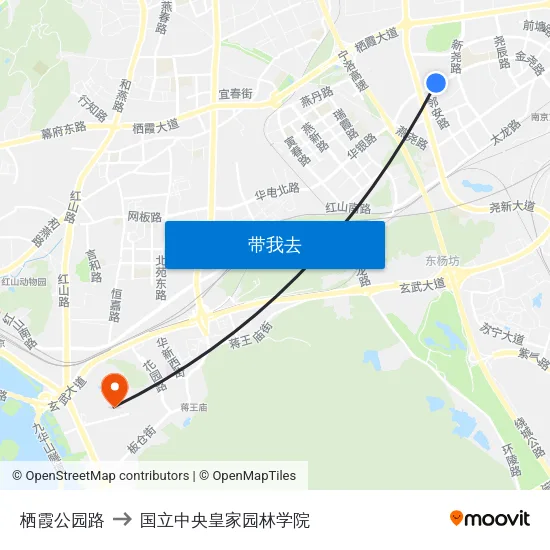 栖霞公园路 to 国立中央皇家园林学院 map