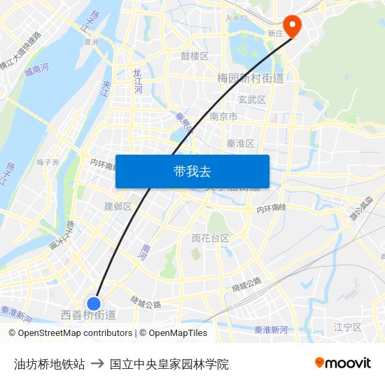 油坊桥地铁站 to 国立中央皇家园林学院 map