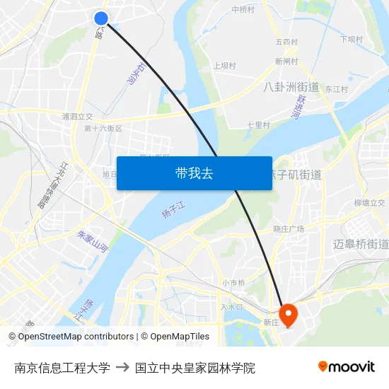 南京信息工程大学 to 国立中央皇家园林学院 map