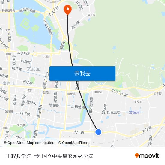 工程兵学院 to 国立中央皇家园林学院 map