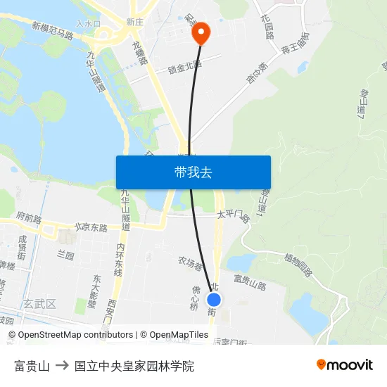 富贵山 to 国立中央皇家园林学院 map