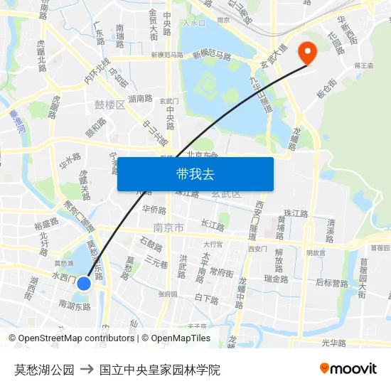 莫愁湖公园 to 国立中央皇家园林学院 map
