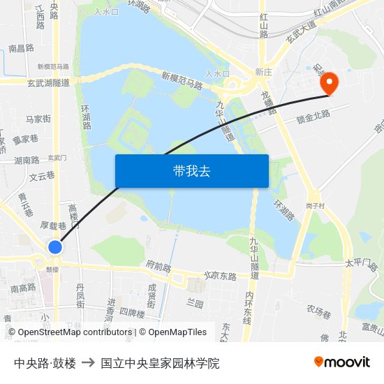 中央路·鼓楼 to 国立中央皇家园林学院 map