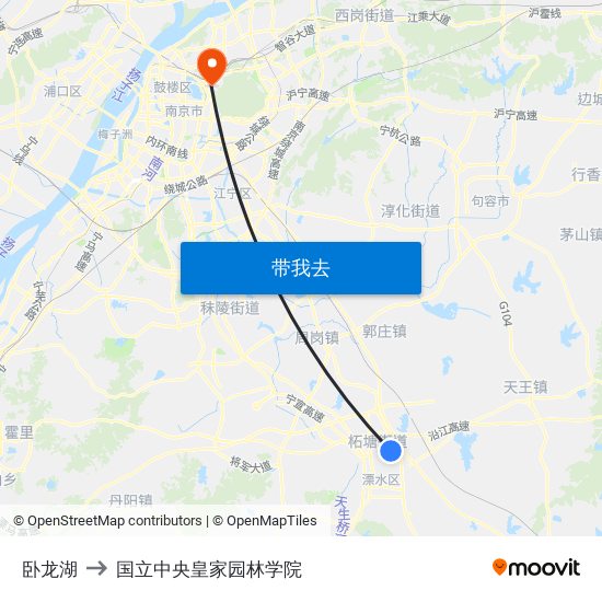 卧龙湖 to 国立中央皇家园林学院 map