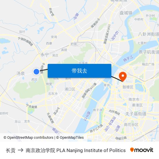 长贡 to 南京政治学院 PLA Nanjing Institute of Politics map