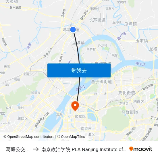 葛塘公交总站 to 南京政治学院 PLA Nanjing Institute of Politics map