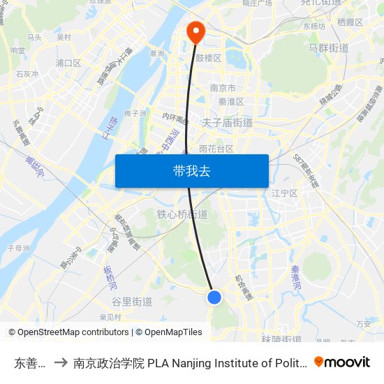 东善桥 to 南京政治学院 PLA Nanjing Institute of Politics map
