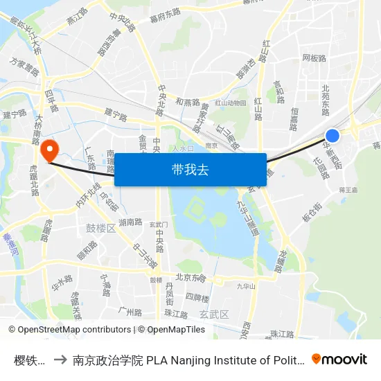 樱铁村 to 南京政治学院 PLA Nanjing Institute of Politics map