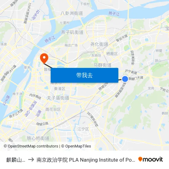 麒麟山庄 to 南京政治学院 PLA Nanjing Institute of Politics map