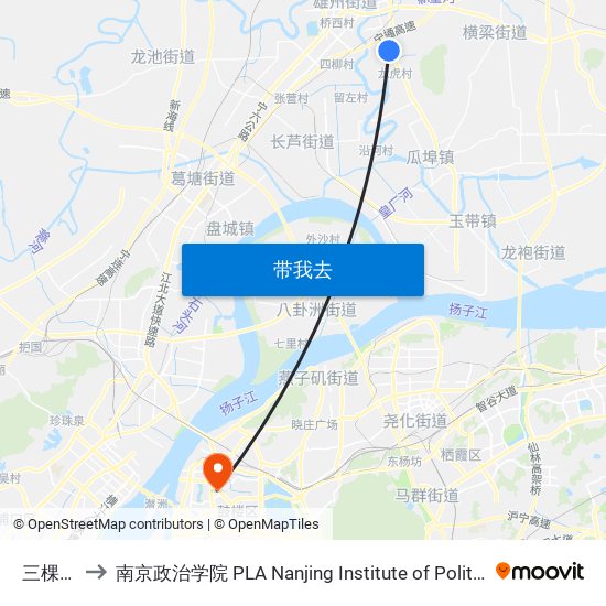 三棵椿 to 南京政治学院 PLA Nanjing Institute of Politics map