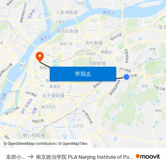 东郊小镇 to 南京政治学院 PLA Nanjing Institute of Politics map