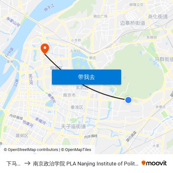 下马坊 to 南京政治学院 PLA Nanjing Institute of Politics map