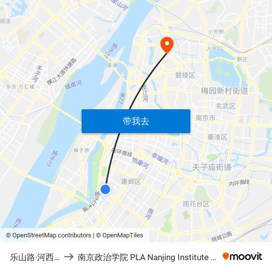乐山路·河西大街 to 南京政治学院 PLA Nanjing Institute of Politics map