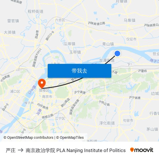 严庄 to 南京政治学院 PLA Nanjing Institute of Politics map