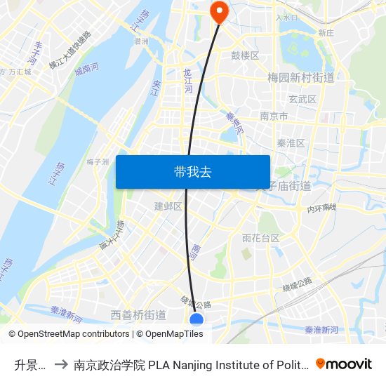 升景坊 to 南京政治学院 PLA Nanjing Institute of Politics map
