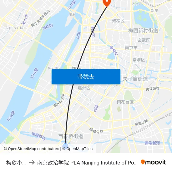 梅欣小区 to 南京政治学院 PLA Nanjing Institute of Politics map