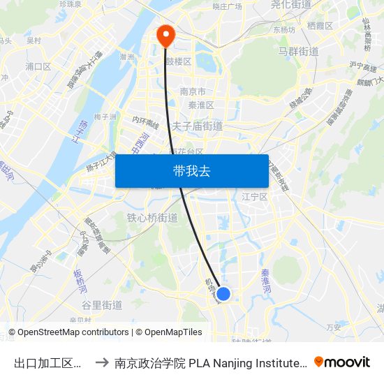 出口加工区客运站 to 南京政治学院 PLA Nanjing Institute of Politics map