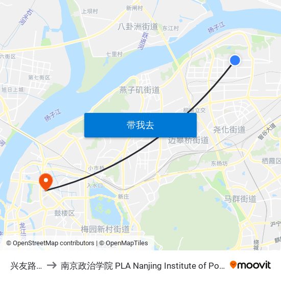 兴友路北 to 南京政治学院 PLA Nanjing Institute of Politics map