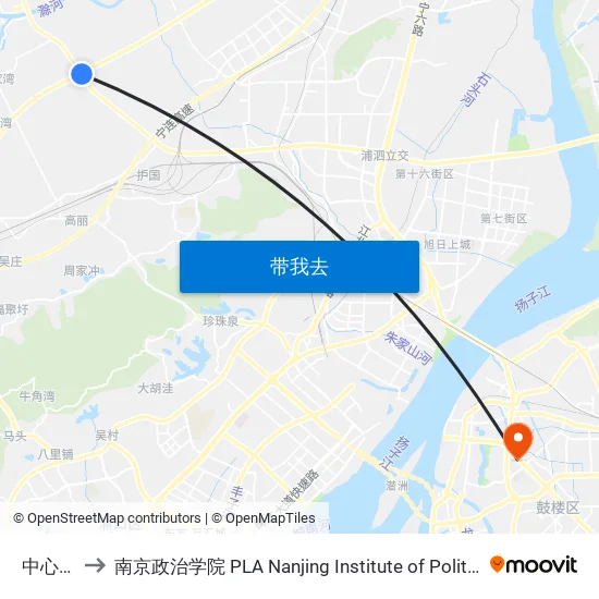 中心河 to 南京政治学院 PLA Nanjing Institute of Politics map