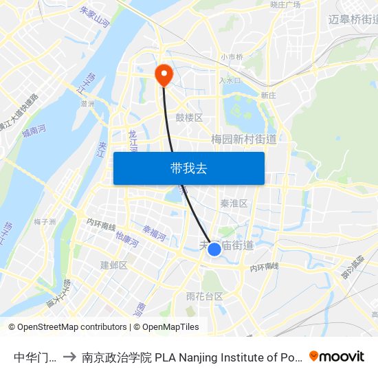 中华门内 to 南京政治学院 PLA Nanjing Institute of Politics map