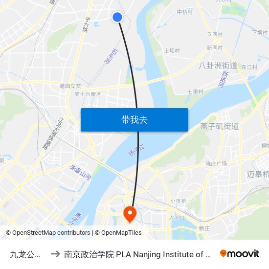 九龙公园东 to 南京政治学院 PLA Nanjing Institute of Politics map