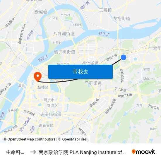 生命科技园 to 南京政治学院 PLA Nanjing Institute of Politics map