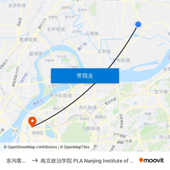 东沟客运站 to 南京政治学院 PLA Nanjing Institute of Politics map