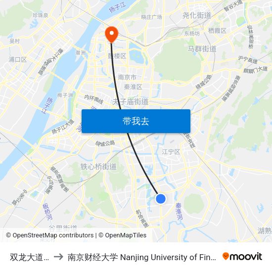双龙大道九竹路 to 南京财经大学 Nanjing University of Finance and Economics map