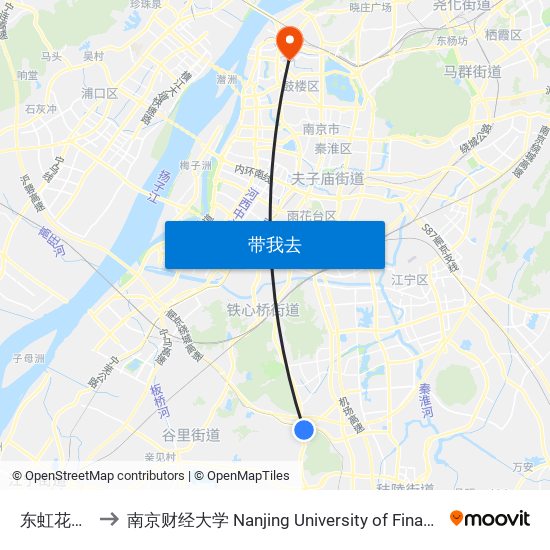 东虹花苑西苑 to 南京财经大学 Nanjing University of Finance and Economics map