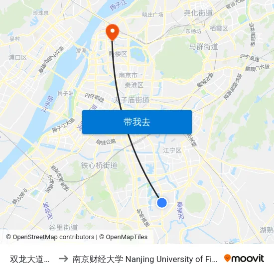 双龙大道吉印大道 to 南京财经大学 Nanjing University of Finance and Economics map
