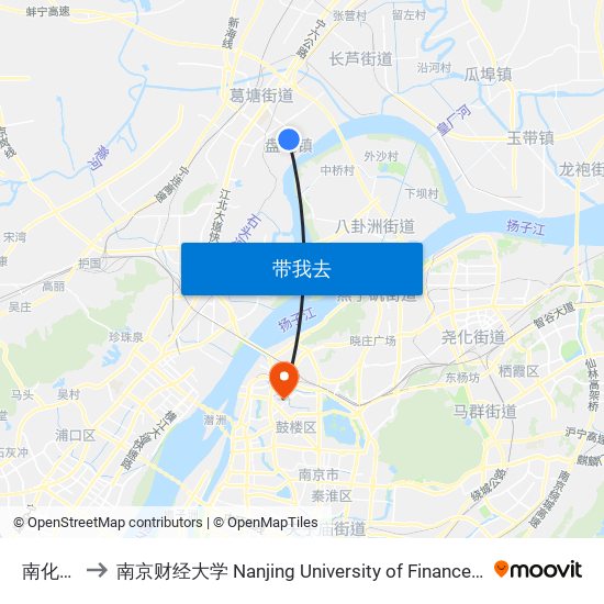 南化八村 to 南京财经大学 Nanjing University of Finance and Economics map