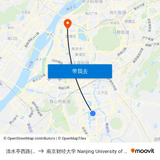 清水亭西路(双龙大道) to 南京财经大学 Nanjing University of Finance and Economics map