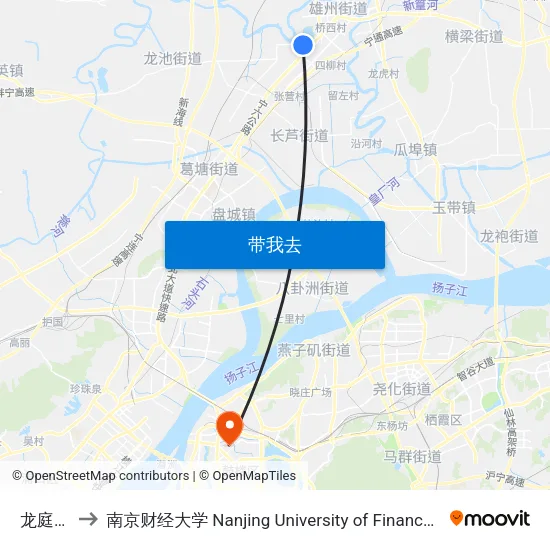 龙庭世家 to 南京财经大学 Nanjing University of Finance and Economics map