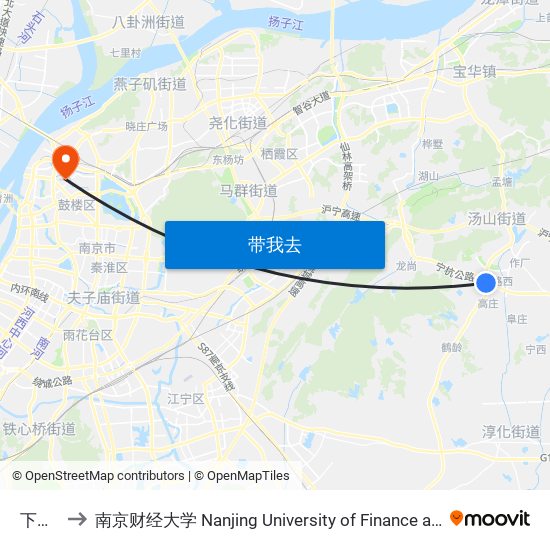 下曹村 to 南京财经大学 Nanjing University of Finance and Economics map