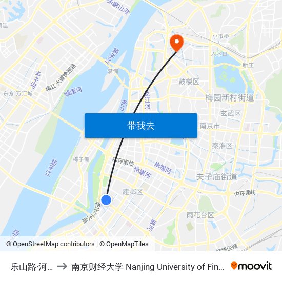 乐山路·河西大街 to 南京财经大学 Nanjing University of Finance and Economics map