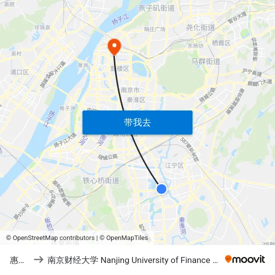惠南巷 to 南京财经大学 Nanjing University of Finance and Economics map