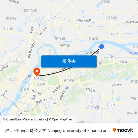 严庄 to 南京财经大学 Nanjing University of Finance and Economics map