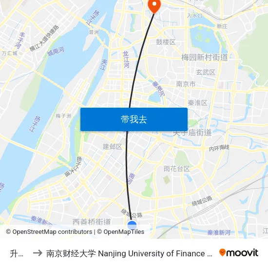 升景坊 to 南京财经大学 Nanjing University of Finance and Economics map