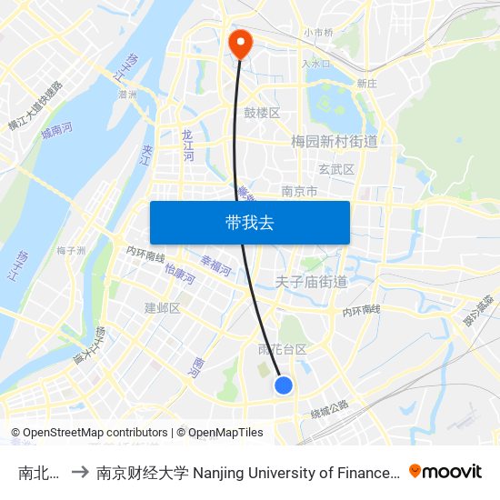 南北中村 to 南京财经大学 Nanjing University of Finance and Economics map