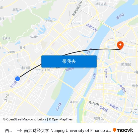 西门桥 to 南京财经大学 Nanjing University of Finance and Economics map