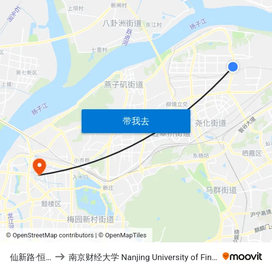 仙新路·恒通大道 to 南京财经大学 Nanjing University of Finance and Economics map