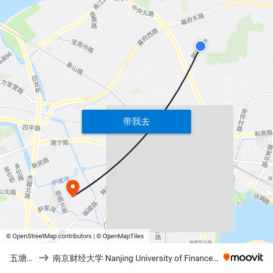 五塘新村 to 南京财经大学 Nanjing University of Finance and Economics map